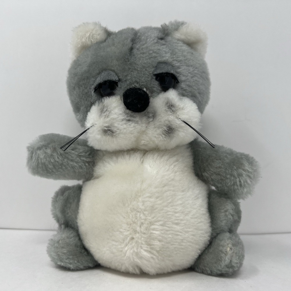 Rare Dakin tabby gray cat kitten plush chubby Weighted stuffed Animal